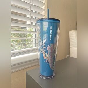 Blue mermaid logo starbucks cup